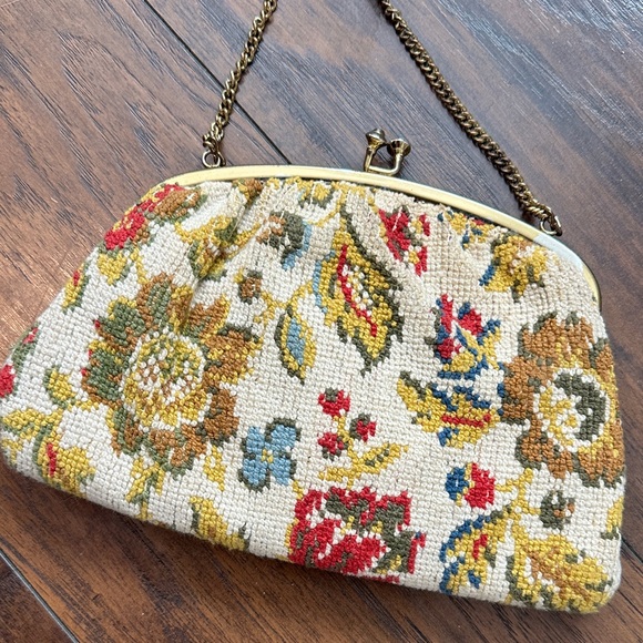 Vintage Needlepoint Hinged Purse - Picture 2 of 5